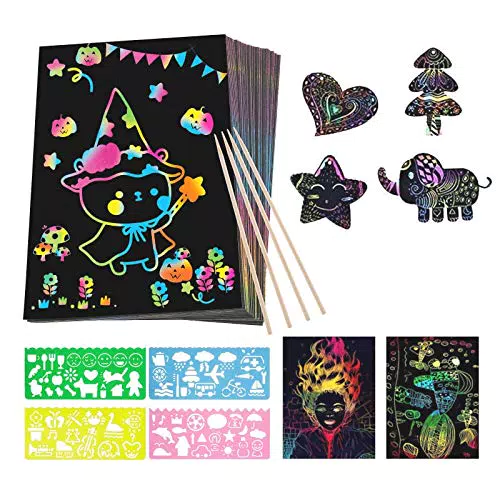 WolinTek Fogli di Grattare Disegni Scratch Art Neri