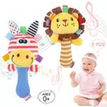 WolinTek Giocattolo Sonaglio Neonati, 2 Pezzi Sonagli Neonato e Maracas per Neonati con Musicali