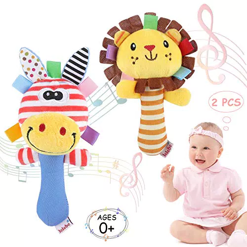 WolinTek Giocattolo Sonaglio Neonati, 2 Pezzi Sonagli Neonato e Maracas per Neonati con Musicali