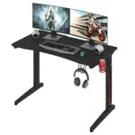 WOLTU Scrivania Gaming PC Ergonomica, Postazione Gaming Desk 115 x 60 cm con Portabicchieri e Gancio per Cuffie
