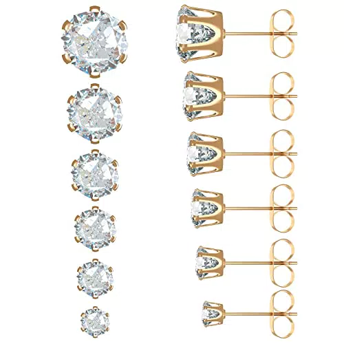 XINGXINLIAN 6 Paia Orecchini Uomo Donna con Zirconia Cubica