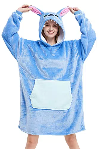 Xinlong Coperta con Cappuccio Panda Felpone con Maniche Oversize Unisex Plaid con Tasca Felpa Indossabile per Divano TV Casa