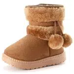 Yeeteepot Bambine e Ragazze Carino Stivali da Neve Calda Foderati Stivaletti Inverno Morbide Piatto Stivali Bambini Pelliccia Antiscivolo Boots， marrone = 35 CN