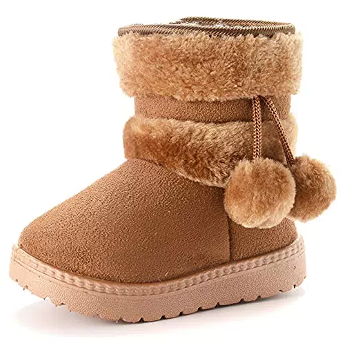 Yeeteepot Bambine e Ragazze Carino Stivali da Neve Calda Foderati Stivaletti Inverno Morbide Piatto Stivali Bambini Pelliccia Antiscivolo Boots， marrone = 35 CN