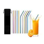 Cannucce in Acciaio Inox per Frappè e Cocktail con Pennelli - Set da 12