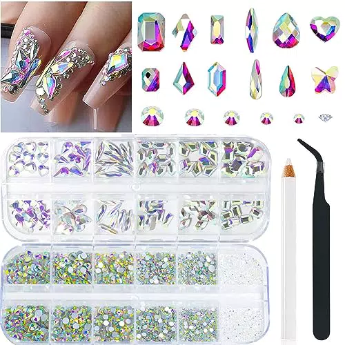 2680Pcs AB Strass per unghie, Charms per unghie grandi