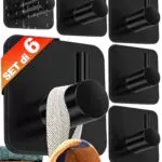 4smile ganci adesivi acciaio inox - SET 6 appendi porta asciugamani neri bagno antiruggine ganci adesivi eleganti - appendi accappatoio bagno
