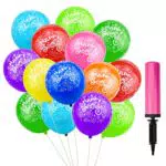 50 Piezas Globos de Cumpleaños, Globos de Látex 30 cm con Inflador para Decoración de Festa de Cumpleaños - con Impresión Feliz cumpleaños