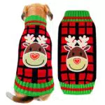 Maglione per Cani di Natale ABRRLO a Maglia con Motivo Renne - Taglie Piccola, Media e Grande