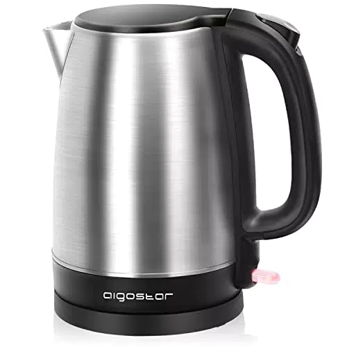 Aigostar Milo - Bollitore Acqua Elettrico 2200W, Capacità 1,7L, Acciaio Inox, Senza BPA, Spegnimento Automatico