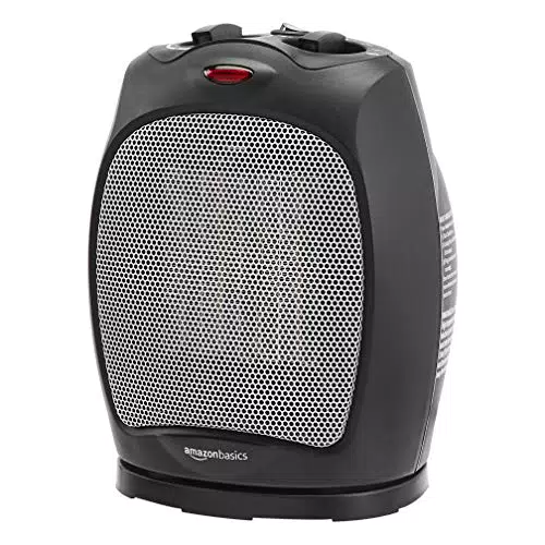 Amazon Basics - Termoventilatore oscillante in ceramica da 1500 Watt con termostato regolabile