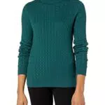 Amazon Essentials Maglione a Lupetto a Coste a Maniche Lunghe Leggero vestibilità Classica Donna