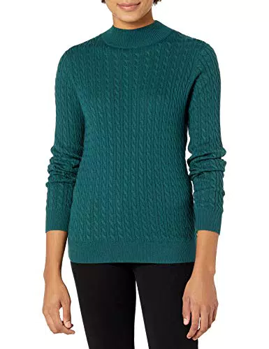 Amazon Essentials Maglione a Lupetto a Coste a Maniche Lunghe Leggero vestibilità Classica Donna