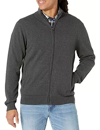 Amazon Essentials Maglione in Cotone con Cerniera Integrale Uomo