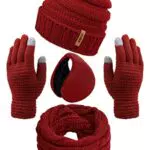 Aneco Inverno caldo set sciarpa lavorata a maglia Beanie Hat Touch Screen guanti e inverno orecchio più caldo per uomini o donne