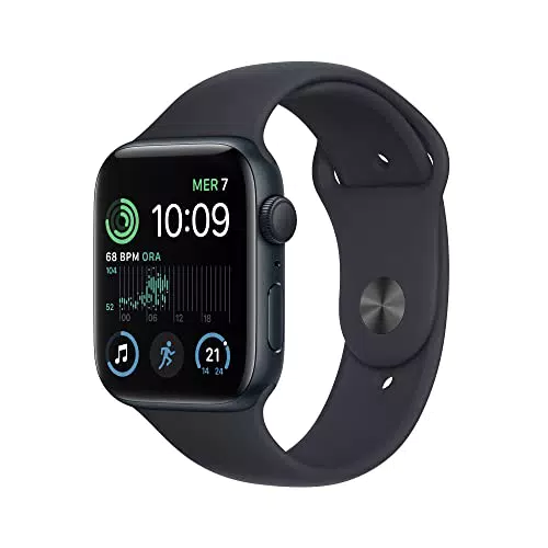 Apple Watch SE Smartwatch con cassa in alluminio color mezzanotte con Cinturino Sport color mezzanotte - Regular. Fitness tracker
