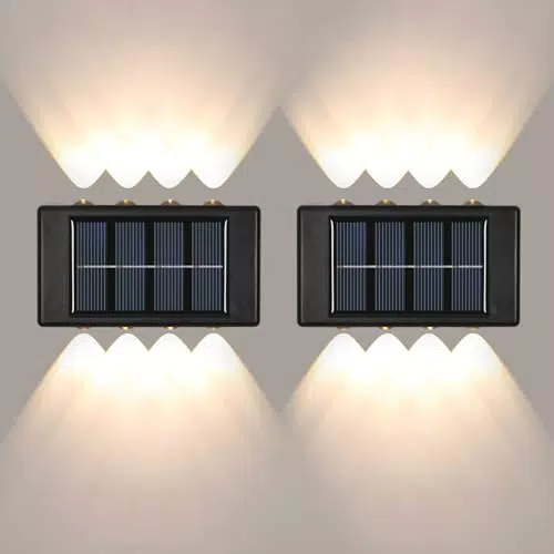 Applique da Parete Solare Da Esterno, 2 Pezzi, Lampade Decorative Impermeabili IP65 per Recinzione