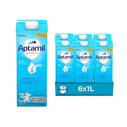 Aptamil 3 - Latte di Crescita Liquido per Bambini dai 12 Mesi, Pronto all'Uso