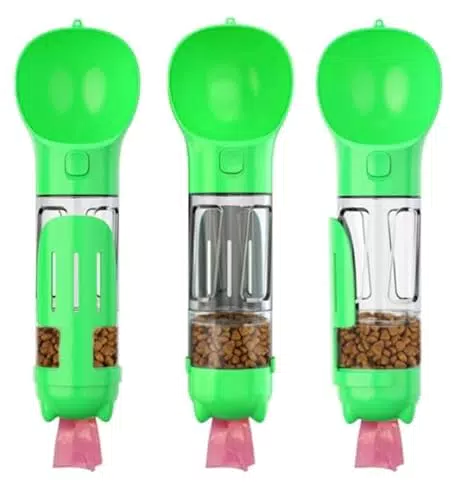 ArgoPets - Borraccia per Cani Portatile Porta Crocchette per Cani e Gatti Bottiglietta porta Acqua per Cani e Gatti Contenitore Sacchetti Igienici Borraccia con ciotola integrata per cani