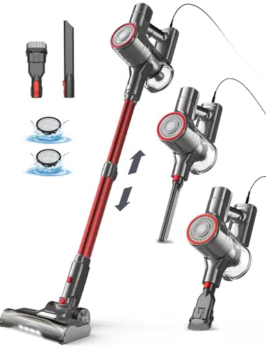 Aspirapolvere Senza Fili 30KPa con Batteria Rimovibile e Spazzola Elettrica - Ideale per Moquette e Peli Animali