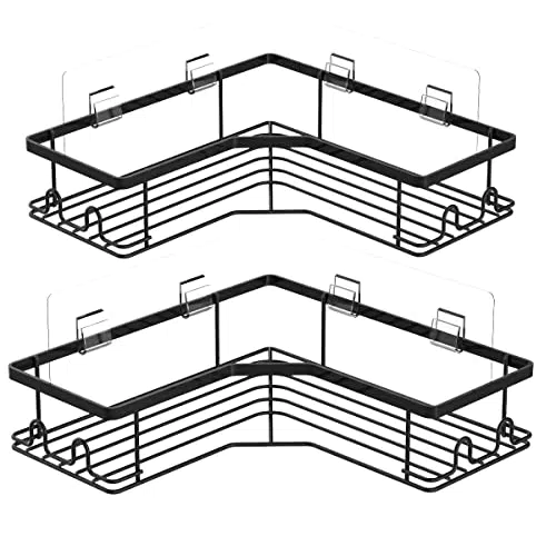 ATHRZ Mensola da Doccia Angolare Senza Foratura Angolare Scaffale Mensole per Doccia con 4 ganci Ganci adesivi Organizzatore per Doccia Caddy 2 Livelli Triangolo