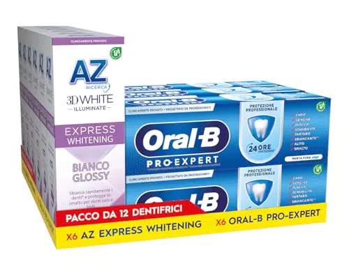 Oral-B Pro Expert Dentifricio Sbiancante 3DWhite Illuminate, Confezione Multipacco