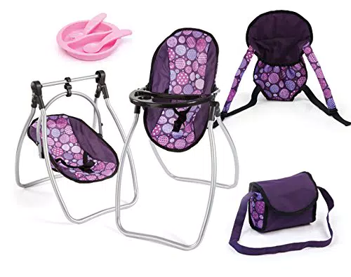 Seggiolino Porta Bambola Bayer Design con Accessori in Plastica