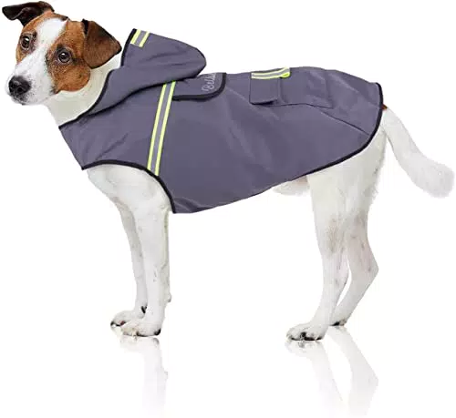 Bella & Balu Impermeabile Cane - Cappotto impermeabile per cani con cappuccio e catarifrangenti per protezione dal freddo