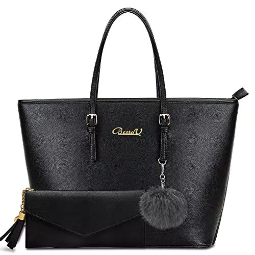 BestoU Borsa Donna a Tracolla in PU Pelle - Modello Grande Designer - Nero