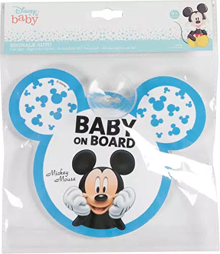 Bimbo a bordo, segnale di sicurezza auto "baby on board" grafiche Disney Mickey Mouse Topolino con attacco a ventosa