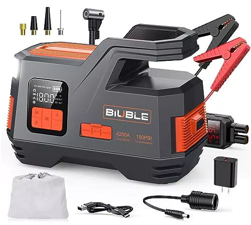 BIUBLE Avviatore Batteria Auto, 1000A 12800mAh Portatile Avviatore Emergenza per Auto
