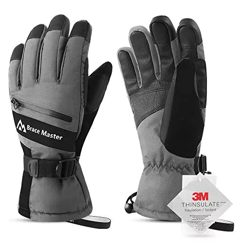 Brace Master Guanti da Sci Impermeabili - Touchscreen 3M Thinsulate Guanti Invernali Caldi Freddo Guanti da Neve Pesca sul Ghiaccio