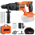 Martello Perforatore a Batteria Bravolu 21V, Trapano a Percussione 6J, Tassellatore 2 Modalità 4.0Ah