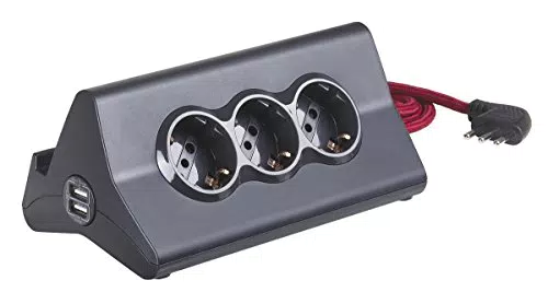 Ciabatta Multipresa da Scrivania BTicino S3713GBU con 2 Prese USB e Interruttore