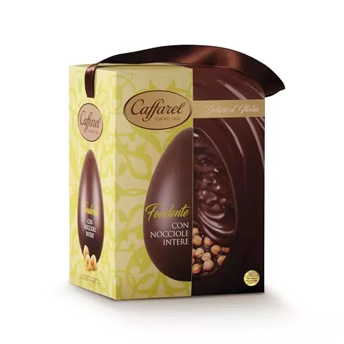 Caffarel Uovo di Pasqua al Cioccolato Fondente con Nocciole Intere IGP