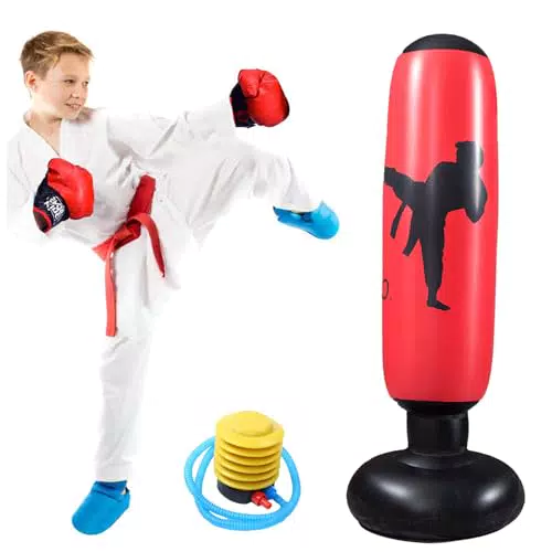 CHETOGIN Sacco da boxe gonfiabile autoportante per bambini 160 cm gonfiabile autoportante con pompa a piedi