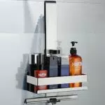 Mensola Doccia Cooeco in Acciaio Inox SUS 304 con Gancio - Portaoggetti da Appendere al Box Doccia