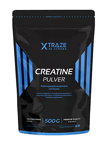 Creatina Monoidrata Polvere 500 g, 166 Porzioni, Creatine Vegana 100% Pura senza Glutine