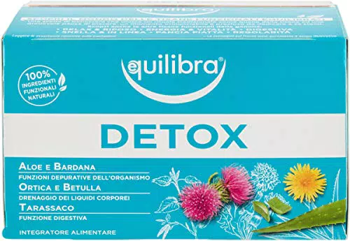 Equilibra Integratori Alimentari Tisana Detox Drenante con Aloe Vera e Piante Depurative - 15 Filtri