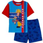 Pigiama corto Fireman Sam per ragazzi - Set notte pompiere con T-Shirt e Shorts