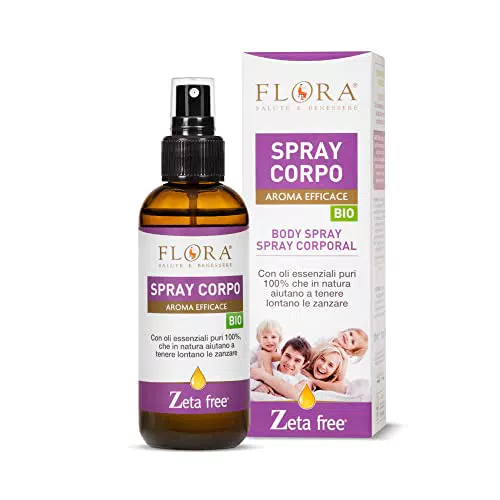 FLORA Spray Corpo Aroma Efficace Zeta Free BIO-COSMOS 100 ml - Protezione e Freschezza Contro le Zanzare