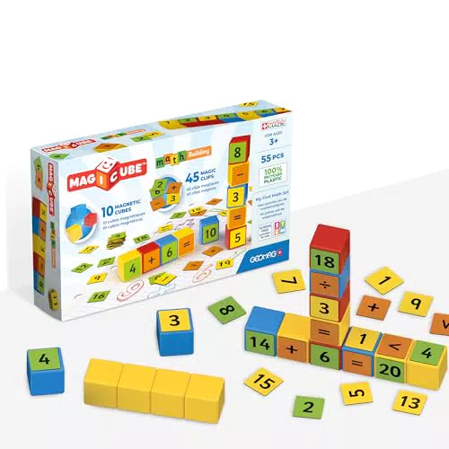 Geomag Magicube Math Building Clips - Giochi Magnetici per Bambini da 3 Anni - Set Matematica