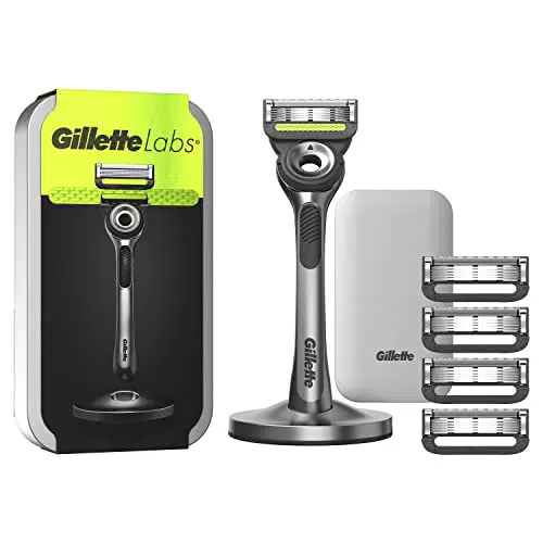 Gillette LABS Rasoio Uomo con 5 Lamette da Barba Ricambio e Base Magnetica
