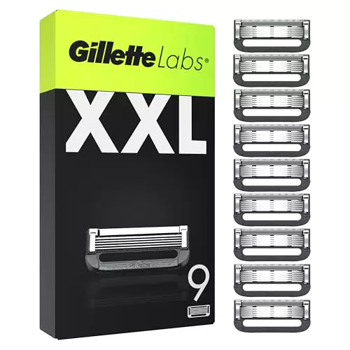 Gillette LABS XXL LAMETTE DA BARBA per RASOIO UOMO, 9 RICAMBI da 5 Lame