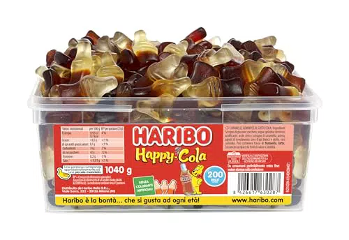 Haribo Happy Cola, Caramelle Gommose, Gusto Cola, Ideali per Feste e Dolci Momenti di Relax - Circa 200 Pezzi