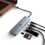 Hub USB C Dual Display, 7 in 1 Adattatore USB C 4K UHD con 3 * USB 3.0