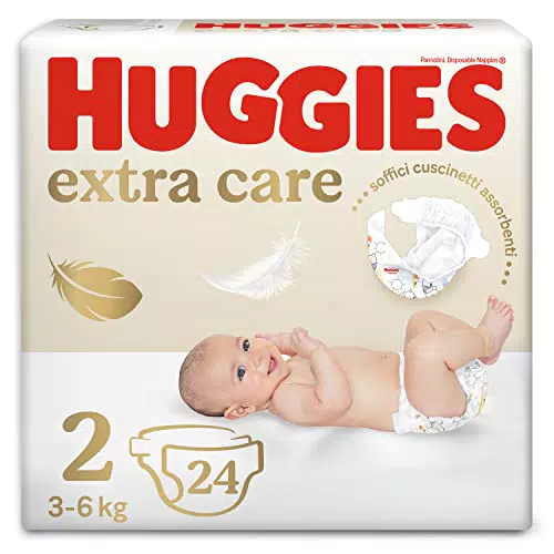 Huggies Pannolini Extra Care Bebè, Taglia 2, Confezione da 104 Pannolini