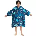 IvyH Coperta Felpa con Cappuccio, azzurro