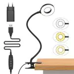 iZELL Lampada da Lettura LED con Caricatore USB e Pinza - Luminosità Regolabile