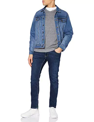 JACK & JONES JJEBASIC Knit V-Neck Noos Felpa, Grigio